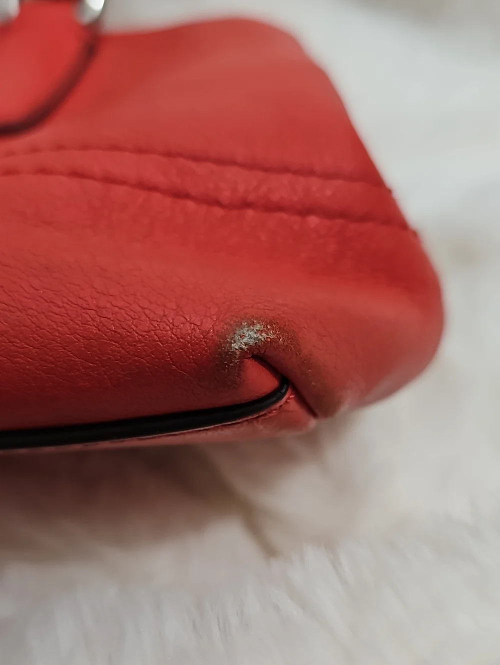 Coach Mini Rory Satchel Handbag Red Leather Silver Hardware Tassels